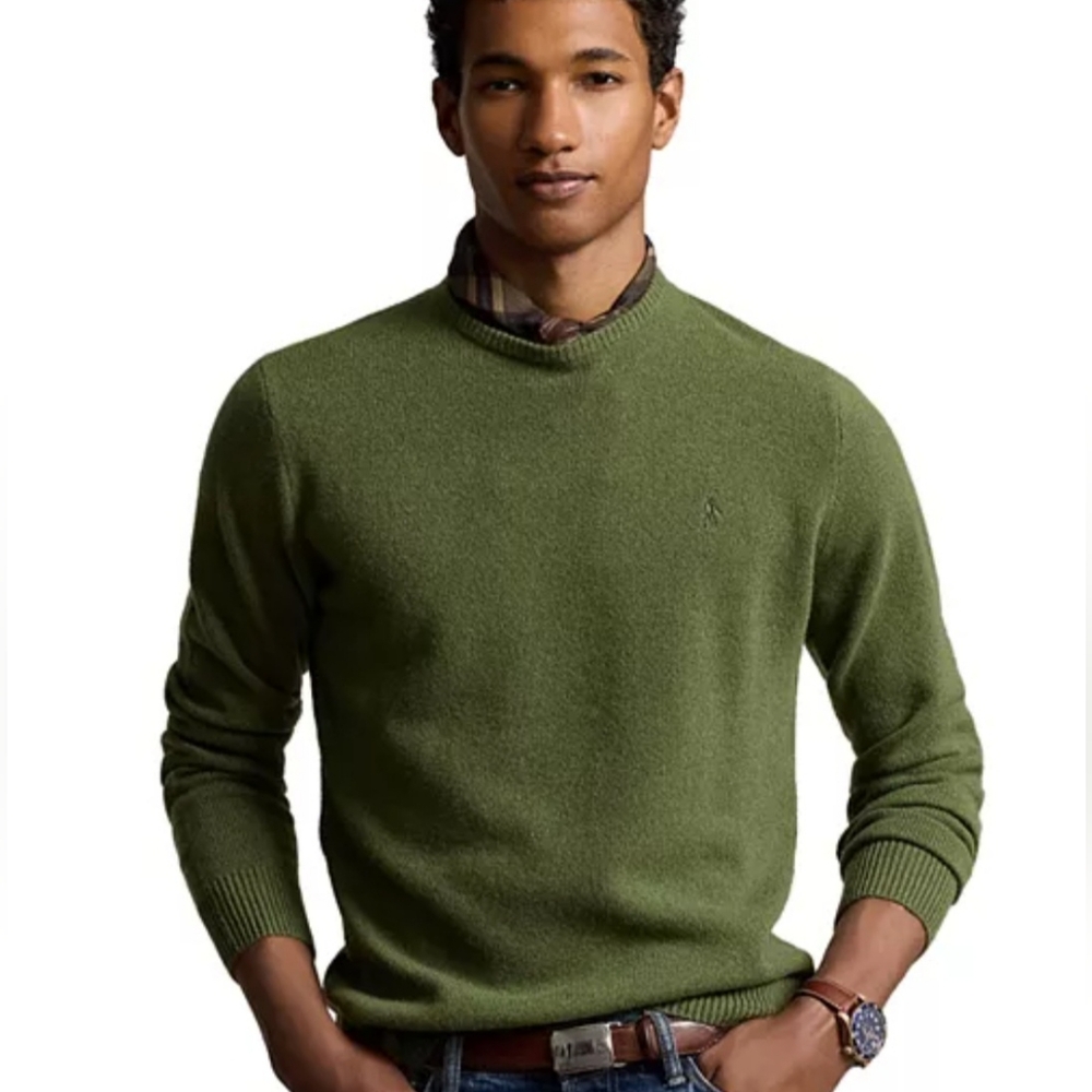 NWOT Polo Ralph Lauren Merino Wool V-Neck Sweater - Olive Green, XL